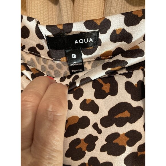 Animal Print Womens Large Aqua Brand lightweight wide leg Side Zip - Picture 3 of 6